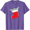 image:imageStar Wars The Mandalorian Grogu Christmas Holiday Stocking TShirtPurple Heather