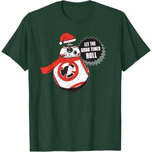 image:imageStar Wars BB8 Let the Good Times Roll Holiday TShirtDark Green