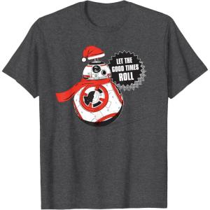 image:imageStar Wars BB8 Let the Good Times Roll Holiday TShirtDark Heather Grey