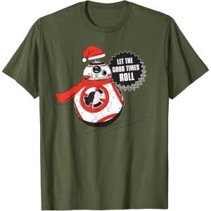image:imageStar Wars BB8 Let the Good Times Roll Holiday TShirtOlive Green