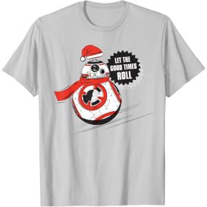 image:imageStar Wars BB8 Let the Good Times Roll Holiday TShirtSilver Grey