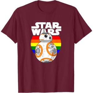 image:imageStar Wars BB8 Rainbow Circle Background TShirtBurgundy
