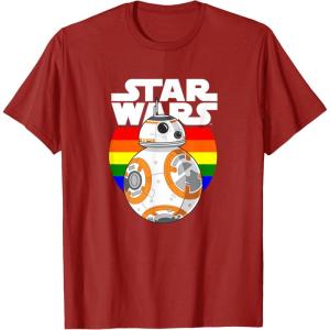 image:imageStar Wars BB8 Rainbow Circle Background TShirtCranberry Red