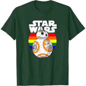 image:imageStar Wars BB8 Rainbow Circle Background TShirtDark Green