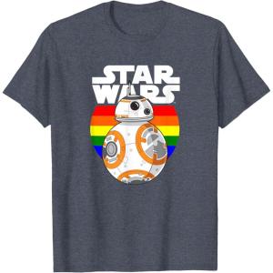 image:imageStar Wars BB8 Rainbow Circle Background TShirtHeather Blue