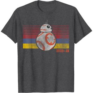 image:imageStar Wars BB8 Retro Stripes Episode 7 Graphic TShirtDark Heather Grey