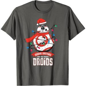 image:imageStar Wars BB8 Seasons Greetings Droids Holiday TShirtAsphalt Grey