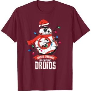 image:imageStar Wars BB8 Seasons Greetings Droids Holiday TShirtBurgundy