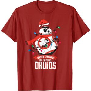 image:imageStar Wars BB8 Seasons Greetings Droids Holiday TShirtCranberry Red