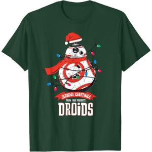 image:imageStar Wars BB8 Seasons Greetings Droids Holiday TShirtDark Green