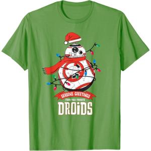 image:imageStar Wars BB8 Seasons Greetings Droids Holiday TShirtGrass Green