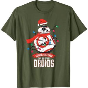 image:imageStar Wars BB8 Seasons Greetings Droids Holiday TShirtOlive Green
