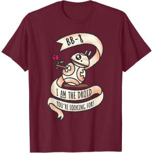 image:imageStar Wars BB8 Tattoo Style Valentines Day TShirtBurgundy