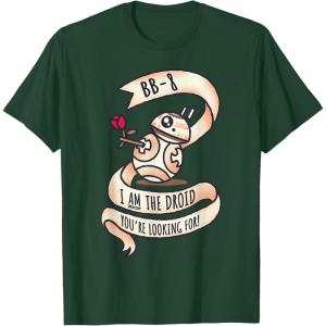 image:imageStar Wars BB8 Tattoo Style Valentines Day TShirtDark Green