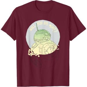 image:imageStar Wars BB8 Will You BB Mine Valentines Day TShirtBurgundy