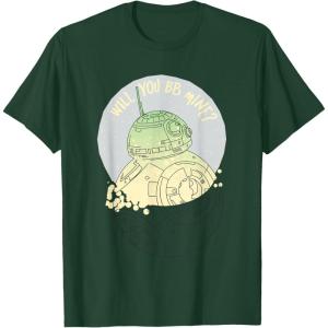 image:imageStar Wars BB8 Will You BB Mine Valentines Day TShirtDark Green