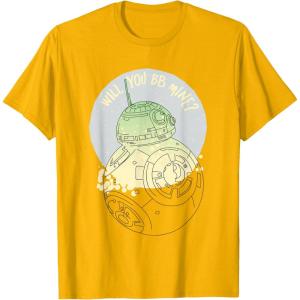 image:imageStar Wars BB8 Will You BB Mine Valentines Day TShirtGolden Yellow