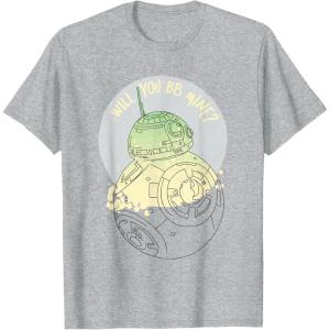 image:imageStar Wars BB8 Will You BB Mine Valentines Day TShirtHeather Grey