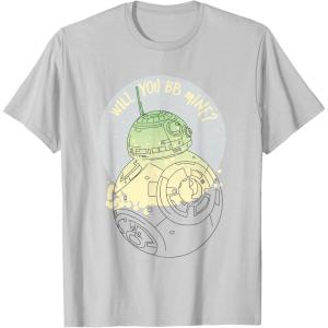 image:imageStar Wars BB8 Will You BB Mine Valentines Day TShirtSilver Grey