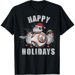 image:imageStar Wars Christmas BB8 amp Porgs Happy Holidays TShirtBlack