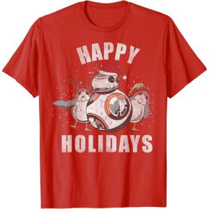 image:imageStar Wars Christmas BB8 amp Porgs Happy Holidays TShirtRed