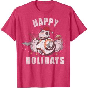 image:imageStar Wars Christmas BB8 amp Porgs Happy Holidays TShirtRed Heather