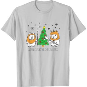 image:imageStar Wars Christmas Ewokin Around The Christmas Tree TShirtSilver Grey