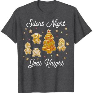 image:imageStar Wars Christmas Silent Night Jedi Knight Gingerbread TShirtDark Heather Grey