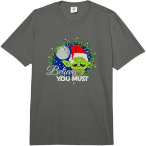 image:imageStar Wars Christmas Yoda Believe Me You Must Vintage Logo Comfort Colors Adult Heavyweight TshirtDark Grey