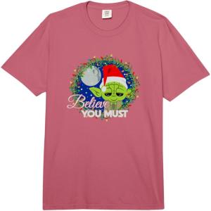 image:imageStar Wars Christmas Yoda Believe Me You Must Vintage Logo Comfort Colors Adult Heavyweight TshirtRaspberry Red