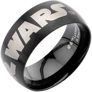 image:imageStar Wars Jewelry Mens Black Star Wars Logo Stainless Steel Ring