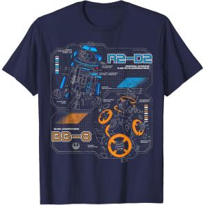 image:imageStar Wars Last Jedi R2D2 BB8 Droid Schematic TShirt TShirtNavy Blue