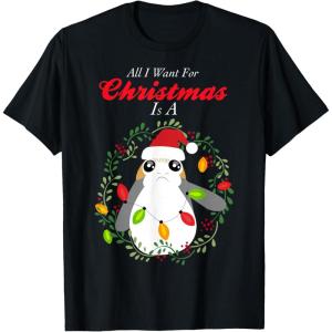 image:imageStar Wars Porg All I Want Christmas Holiday Graphic TShirt TShirtBlack