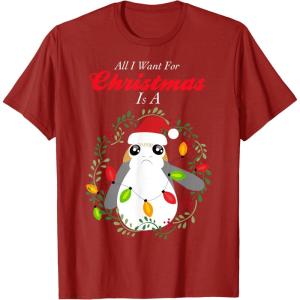 image:imageStar Wars Porg All I Want Christmas Holiday Graphic TShirt TShirtCranberry Red