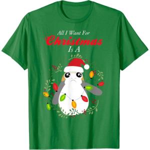 image:imageStar Wars Porg All I Want Christmas Holiday Graphic TShirt TShirtKelly Green