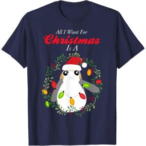 image:imageStar Wars Porg All I Want Christmas Holiday Graphic TShirt TShirtNavy Blue