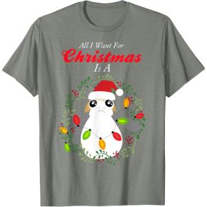 image:imageStar Wars Porg All I Want Christmas Holiday Graphic TShirt TShirtOlive Heather