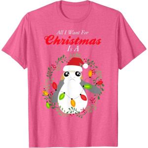 image:imageStar Wars Porg All I Want Christmas Holiday Graphic TShirt TShirtPink Heather