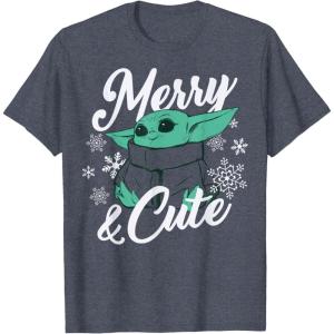image:imageStar Wars The Mandalorian Christmas The Child Merry amp Cute TShirtHeather Blue