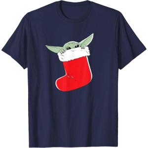 image:imageStar Wars The Mandalorian Grogu Christmas Holiday Stocking TShirtNavy Blue