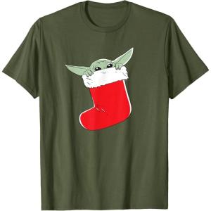image:imageStar Wars The Mandalorian Grogu Christmas Holiday Stocking TShirtOlive Green