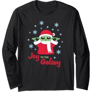 image:imageStar Wars The Mandalorian Grogu Joy to the Galaxy Holiday Long Sleeve TShirtBlack
