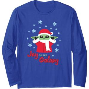 image:imageStar Wars The Mandalorian Grogu Joy to the Galaxy Holiday Long Sleeve TShirtRoyal Blue