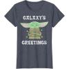 image:imageStar Wars The Mandalorian Christmas Child Galaxys Greetings TShirtHeather Blue