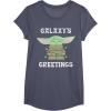 image:imageStar Wars The Mandalorian Christmas Child Galaxys Greetings TShirtHeather Blue