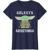 image:imageStar Wars The Mandalorian Christmas Child Galaxys Greetings TShirtNavy Blue