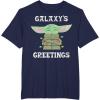image:imageStar Wars The Mandalorian Christmas Child Galaxys Greetings TShirtNavy Blue