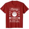 image:imageStar Wars The Mandalorian Christmas Merry Force Be With You TShirtCranberry Red