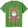 image:imageStar Wars The Mandalorian Christmas Merry Force Be With You TShirtGrass Green