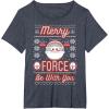 image:imageStar Wars The Mandalorian Christmas Merry Force Be With You TShirtHeather Blue